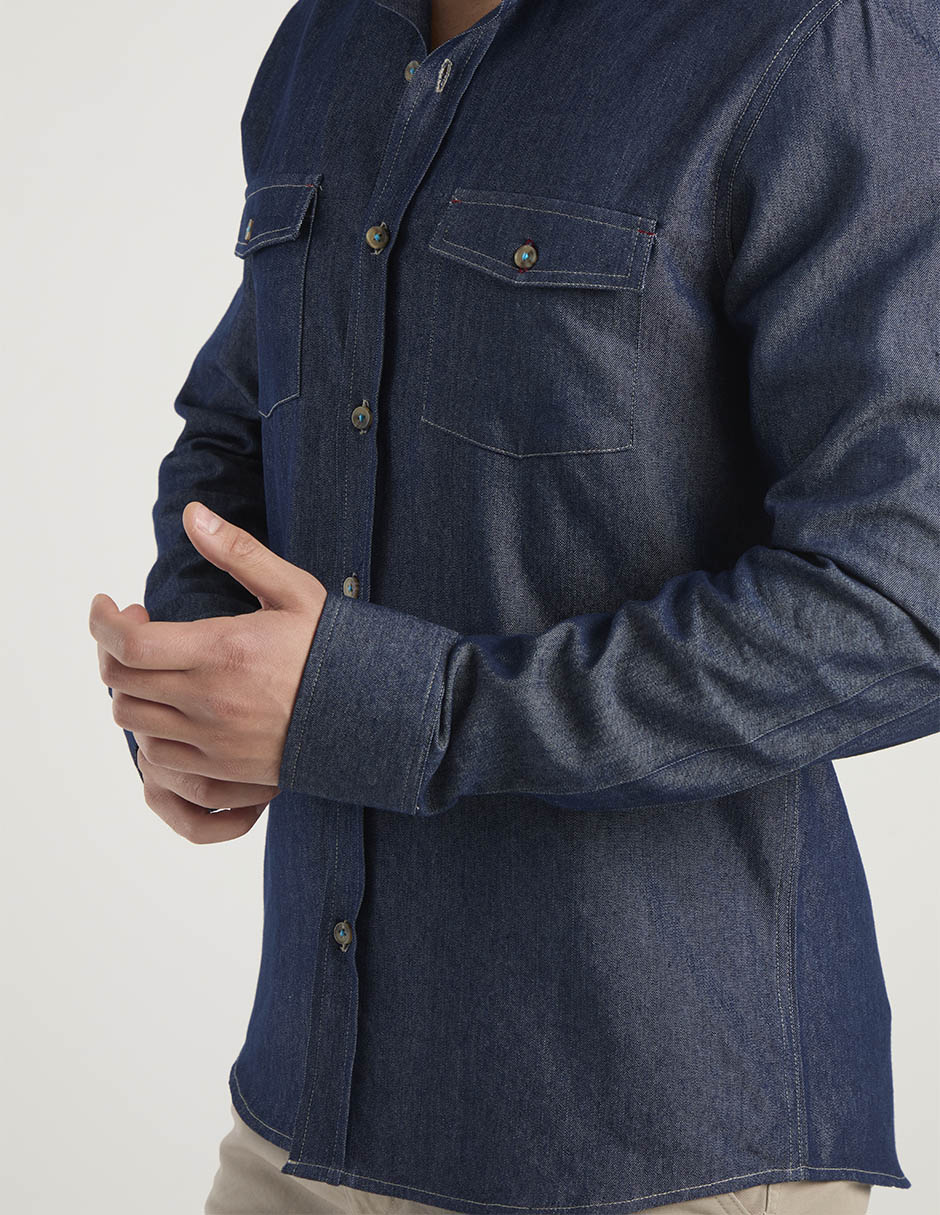 Camisa casual manga larga para hombre 5